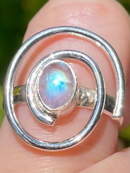 Spiral Rainbow Moonstone Ring Size 6 - Morganna’s Treasures 
