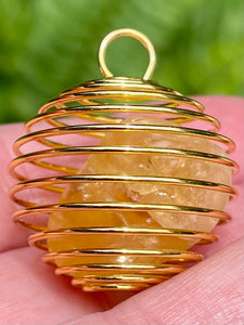 Tumbled Stone Gold Spiral Cage Pendant - Morganna’s Treasures 