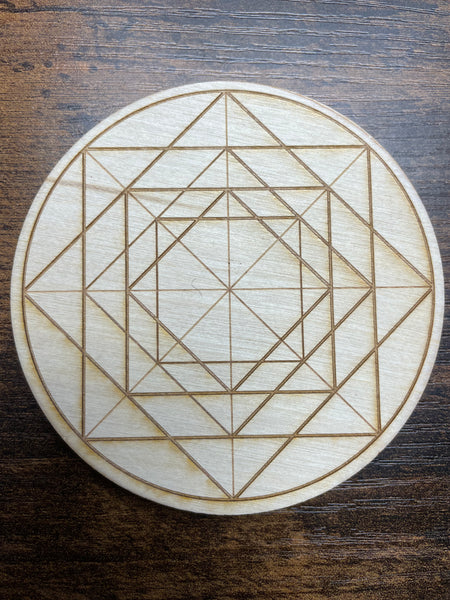 Geometric Symbols Wooden Crystal Grid - Morganna’s Treasures 