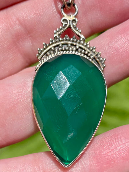 Faceted Green Onyx Pendant - Morganna’s Treasures 