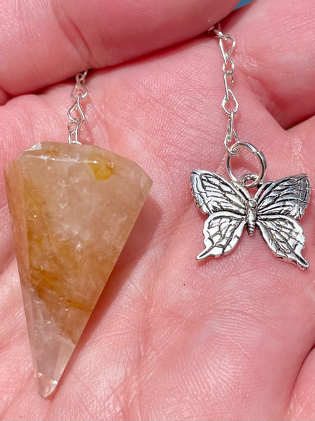 Butterfly Golden Healer Quartz Pendulum - Morganna’s Treasures 