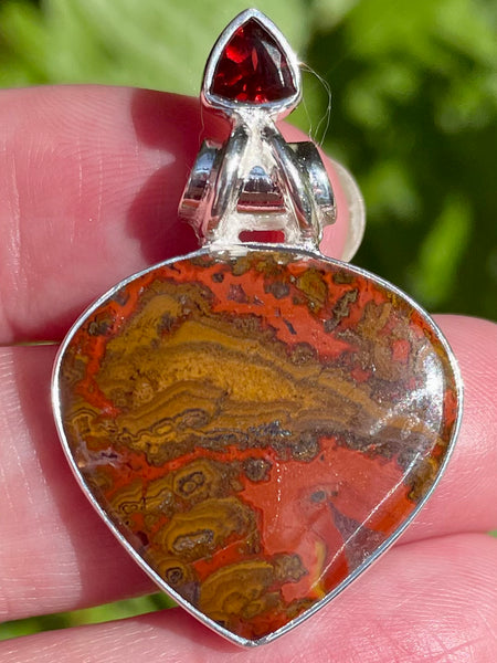 Red Seam Agate and Garnet Pendant from Morocco - Morganna’s Treasures 