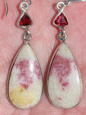 Cinnabar in Scapolite and Garnet Earrings - Morganna’s Treasures 