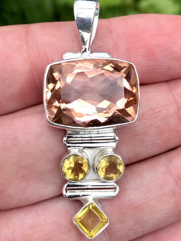 Morganite and Citrine Pendant - Morganna’s Treasures 