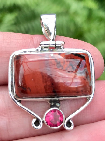 Red Jasper and Pink Tourmaline Pendant - Morganna’s Treasures 