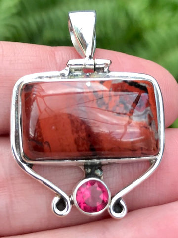 Red Jasper and Pink Tourmaline Pendant - Morganna’s Treasures 