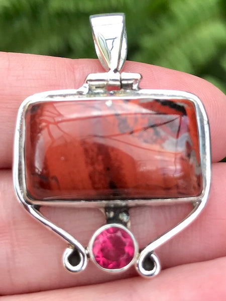 Red Jasper and Pink Tourmaline Pendant - Morganna’s Treasures 