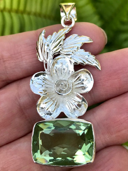 Green Amethyst (Prasiolite) Flower Pendant - Morganna’s Treasures 