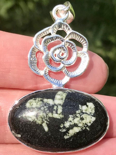 Chinese Writing Rock Flower Pendant - Morganna’s Treasures 