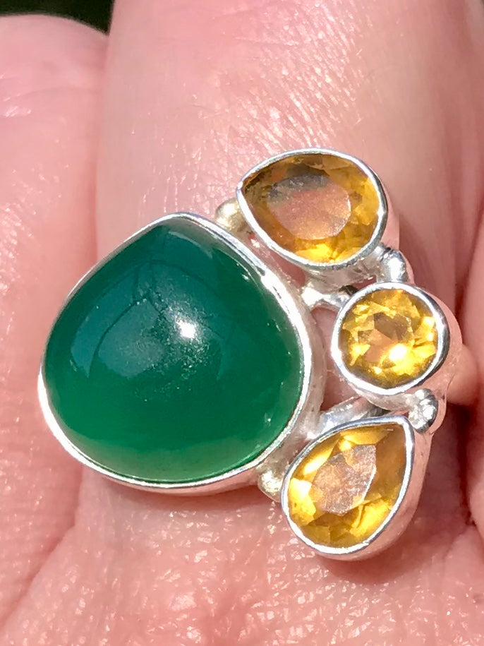 Green Onyx and Citrine Ring Size 8.5 - Morganna’s Treasures 
