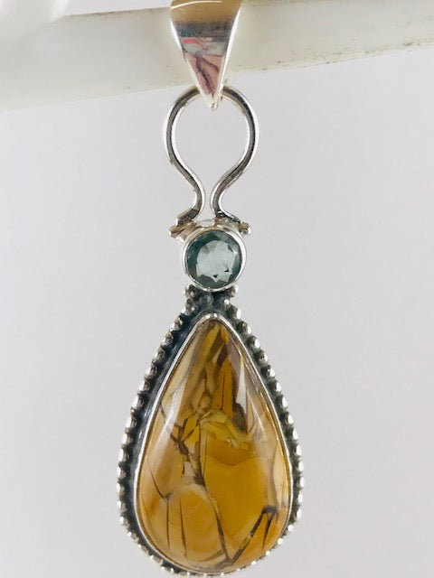 Brecciated Mookaite Jasper and Blue Apatite Pendant - Morganna’s Treasures 