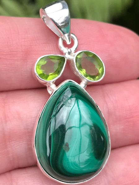 Malachite and Peridot Pendant - Morganna’s Treasures 