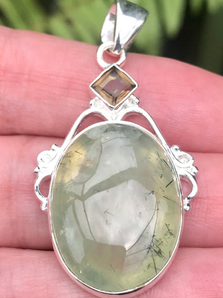 Prehnite and Smoky Quartz Pendant - Morganna’s Treasures 