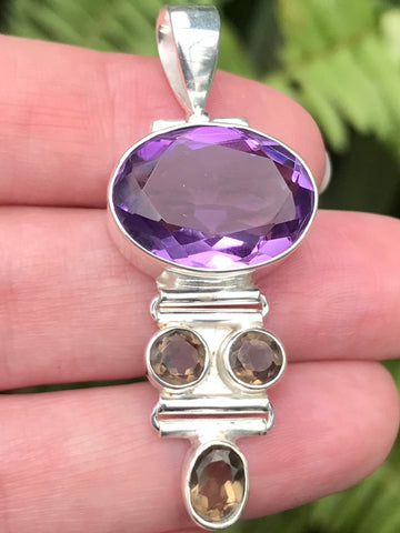 Purple Amethyst and Smoky Quartz Pendant - Morganna’s Treasures 