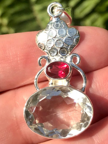 Clear Quartz and Pink Tourmaline Pendant - Morganna’s Treasures 