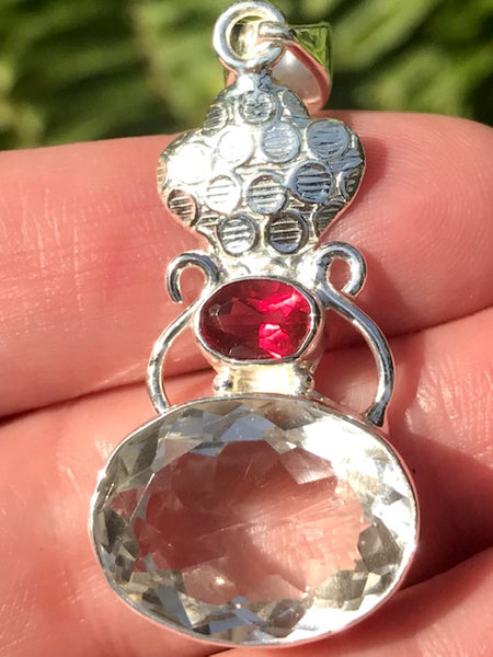 Clear Quartz and Pink Tourmaline Pendant - Morganna’s Treasures 