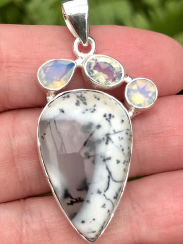 Merlinite and Fire Opalite Pendant - Morganna’s Treasures 