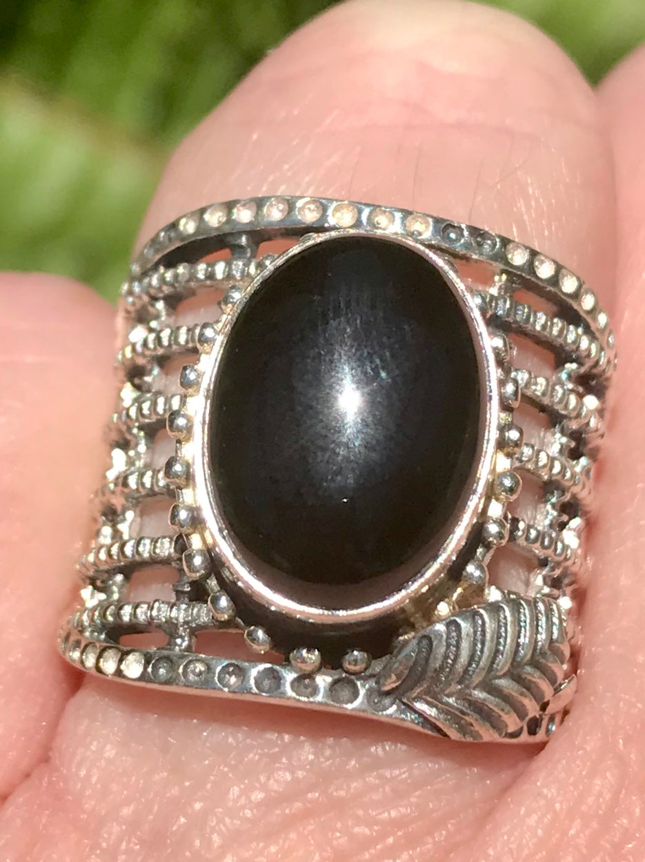 Black Onyx Cocktail Ring Size 6.5 - Morganna’s Treasures 