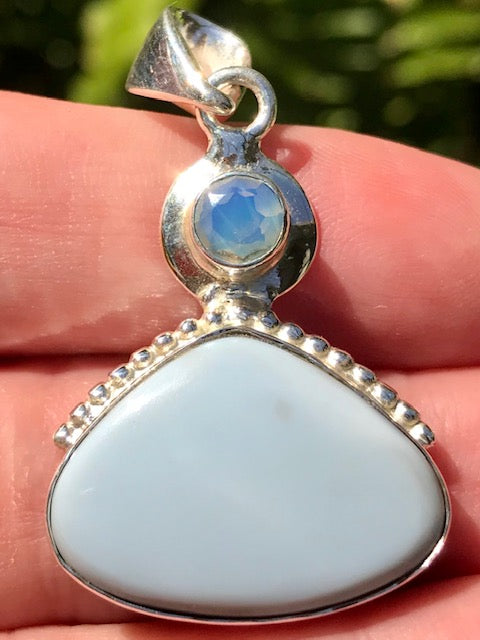 Blue Owyhee Opal and Fire Opalite Pendant - Morganna’s Treasures 