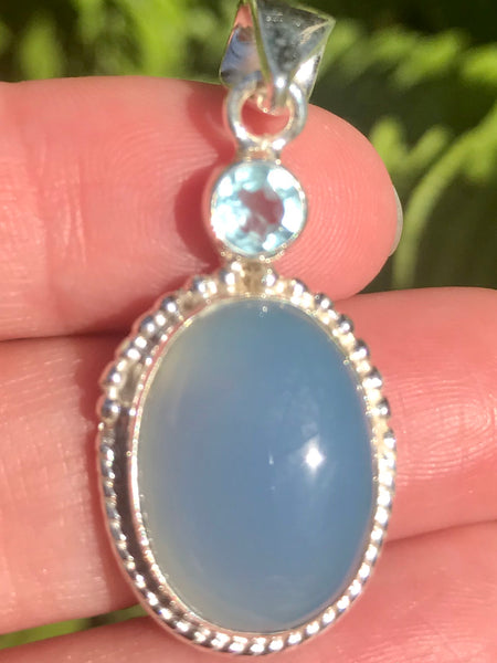 Blue Chalcedony and Blue Topaz Pendant - Morganna’s Treasures 