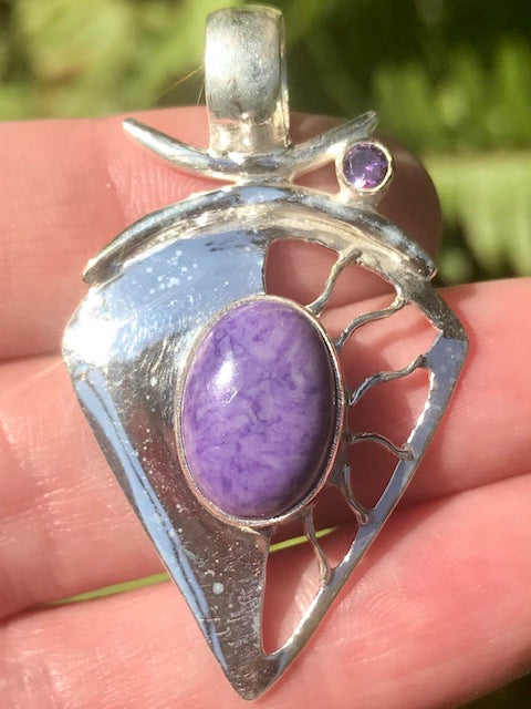 Charoite and Amethyst Pendant - Morganna’s Treasures 