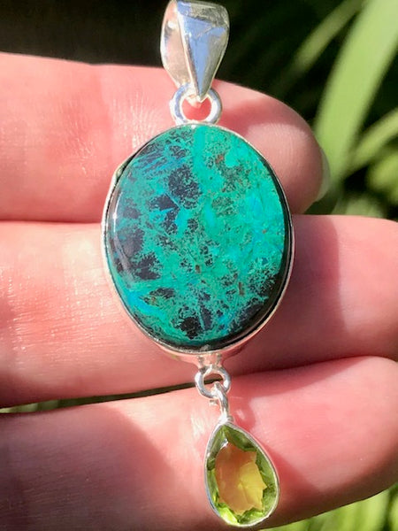 Chrysocolla and Peridot Pendant - Morganna’s Treasures 