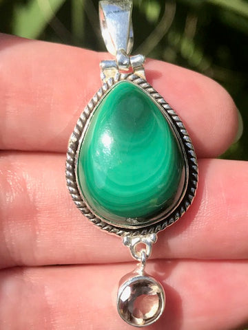 Malachite and Smoky Quartz Pendant - Morganna’s Treasures 