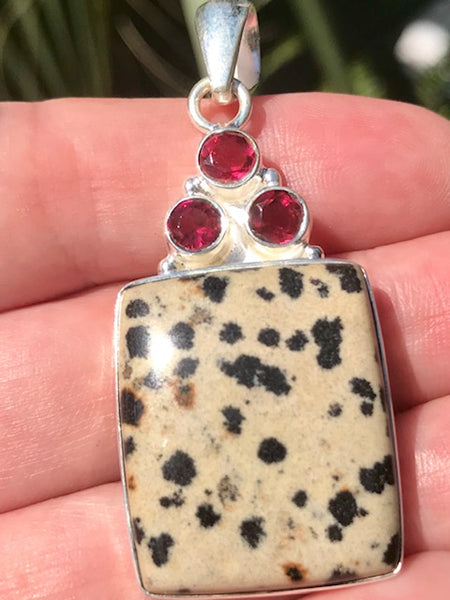 Dalmatian Jasper and Pink Tourmaline Pendant - Morganna’s Treasures 