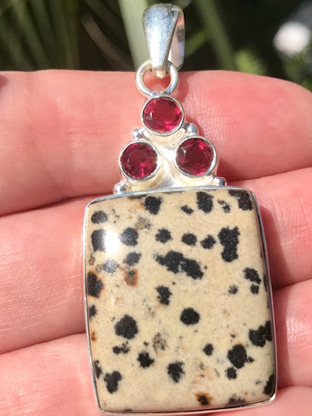 Dalmatian Jasper and Pink Tourmaline Pendant - Morganna’s Treasures 