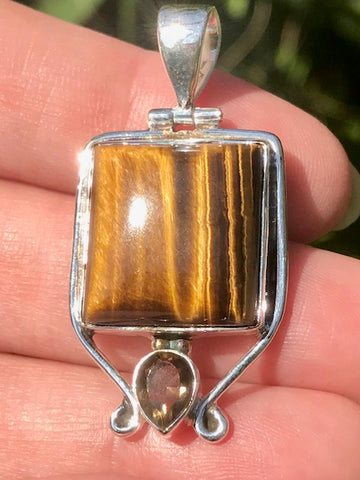 Tigers Eye and Smoky Quartz Pendant - Morganna’s Treasures 