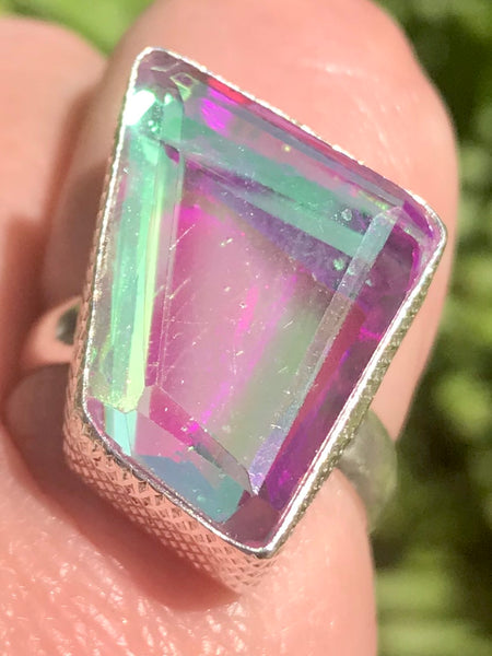 Rainbow Aura Quartz Ring Size 8.75 - Morganna’s Treasures 
