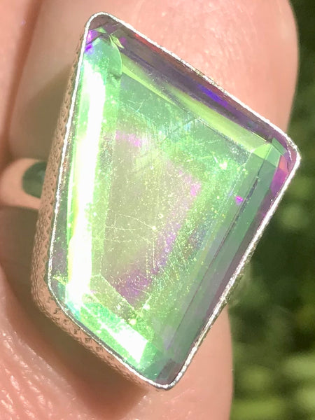 Rainbow Aura Quartz Ring Size 8.75 - Morganna’s Treasures 