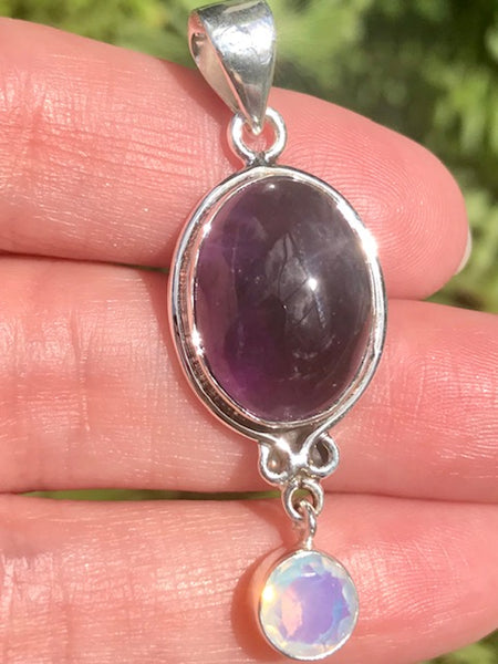 Purple Amethyst and Fire Opalite Pendant - Morganna’s Treasures 