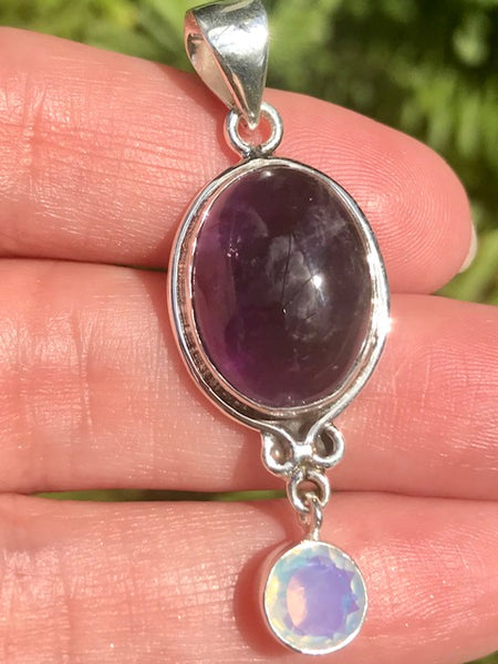 Purple Amethyst and Fire Opalite Pendant - Morganna’s Treasures 
