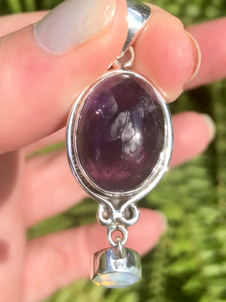 Purple Amethyst and Fire Opalite Pendant - Morganna’s Treasures 