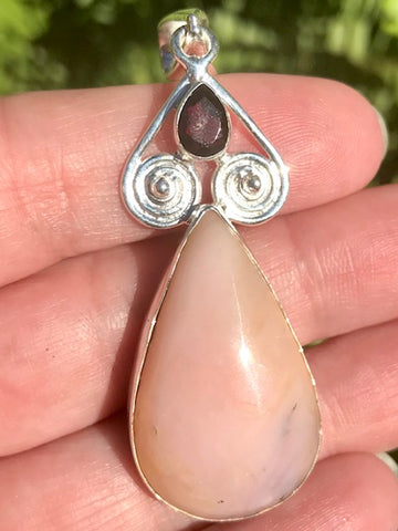 Pink Opal and Garnet Pendant - Morganna’s Treasures 