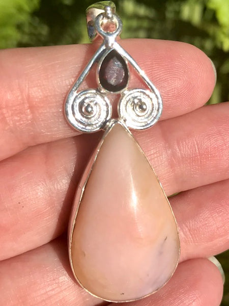 Pink Opal and Garnet Pendant - Morganna’s Treasures 