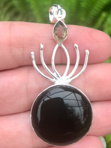 Black Onyx and Smoky Quartz Pendant - Morganna’s Treasures 