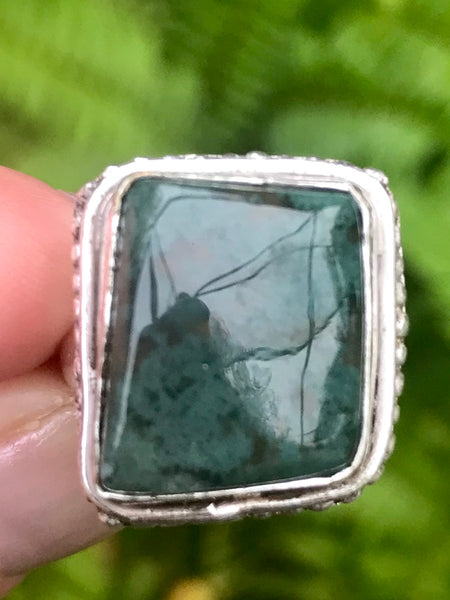 Green Moss Agate Ring Size 6.75 - Morganna’s Treasures 