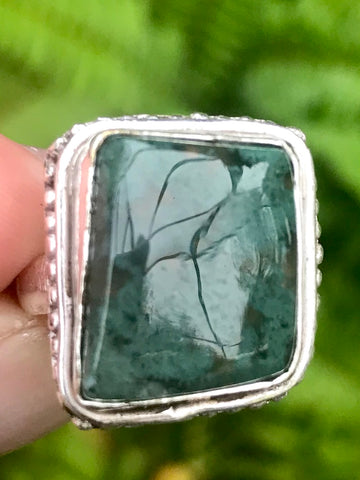 Green Moss Agate Ring Size 6.75 - Morganna’s Treasures 