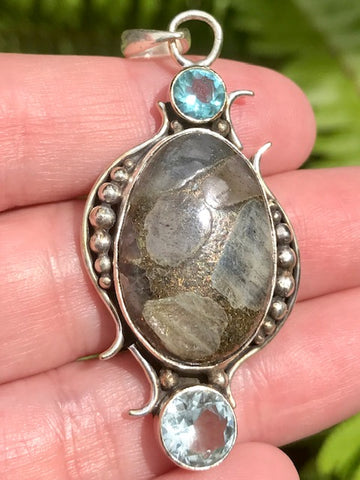 Copper Labradorite and Blue Topaz Pendant - Morganna’s Treasures 