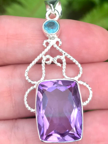 Purple Amethyst and Blue Topaz Pendant - Morganna’s Treasures 