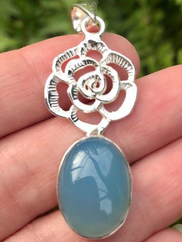 Blue Chalcedony Flower Pendant - Morganna’s Treasures 