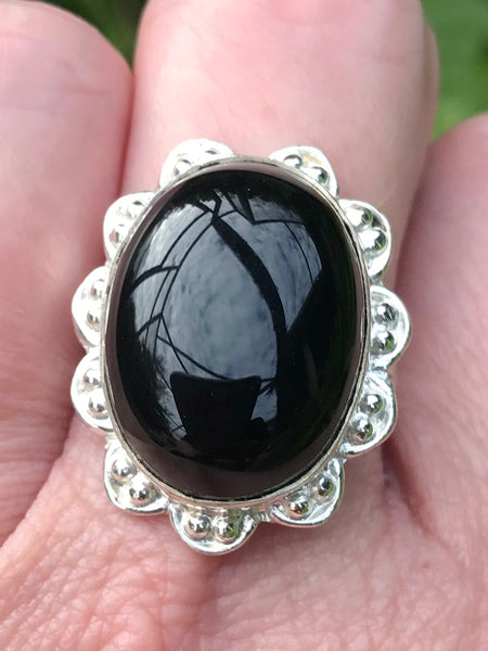 Black Onyx Cocktail Ring Size 8.5 - Morganna’s Treasures 
