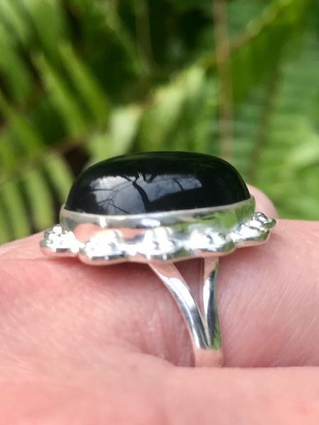 Black Onyx Cocktail Ring Size 8.5 - Morganna’s Treasures 
