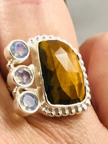 Tigers Eye and Opalite Ring Size 6.25 - Morganna’s Treasures 