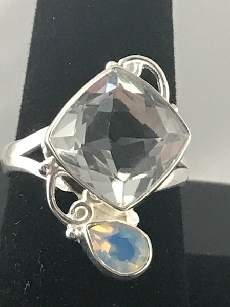 Clear Quartz and Opalite Ring Size 8.5 - Morganna’s Treasures 