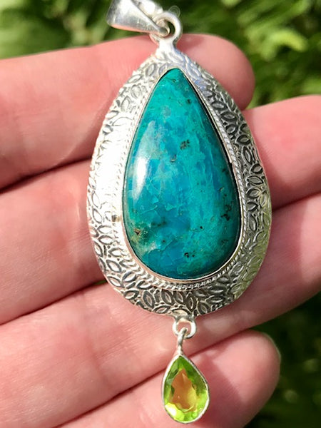 Chrysocolla and Peridot Pendant - Morganna’s Treasures 