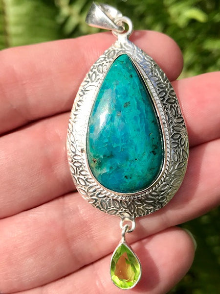 Chrysocolla and Peridot Pendant - Morganna’s Treasures 