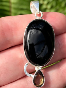 Black Onyx and Smoky Quartz Pendant - Morganna’s Treasures 